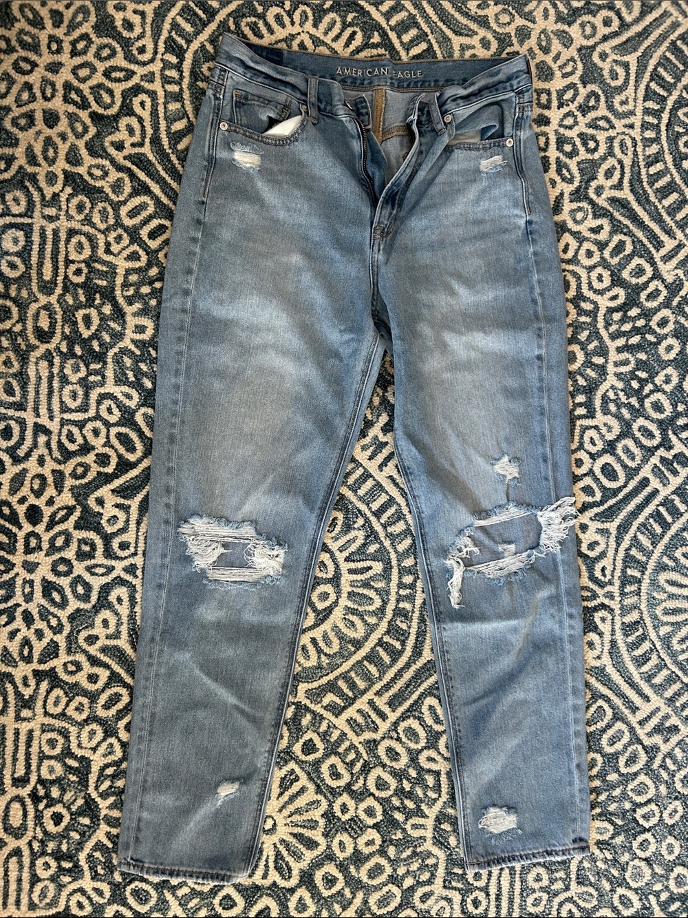 American Eagle Outfitters Distressed Medium Blue Ripped Jeans